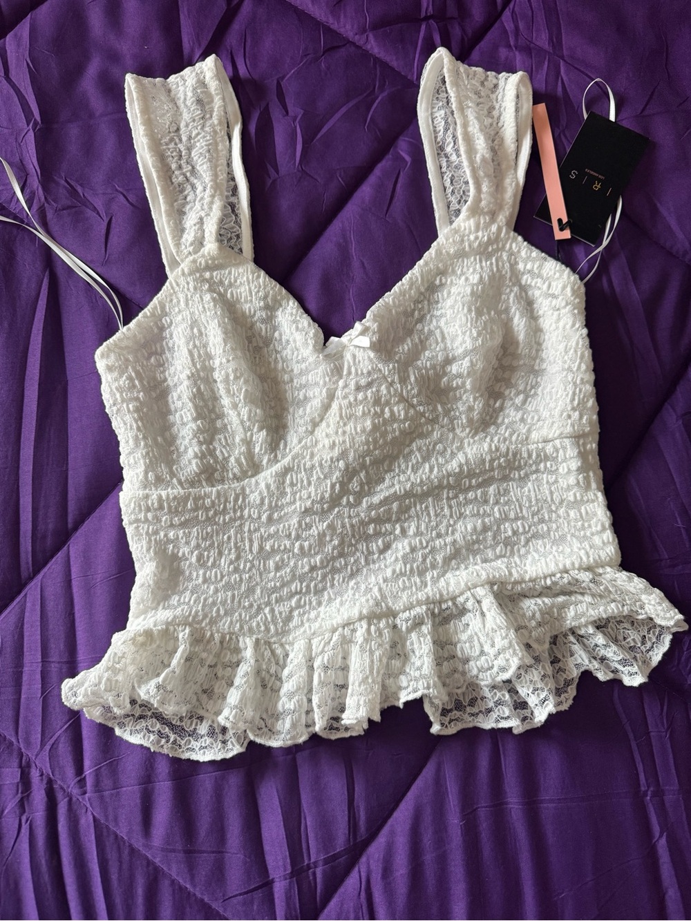 iris White Lace Ruffle Tank Top - Picture 5 of 5